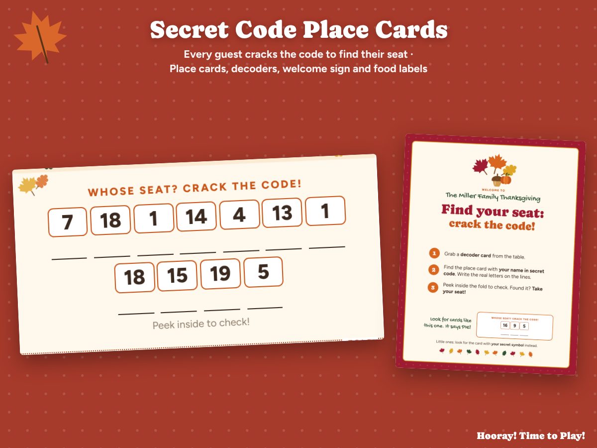 Secret Code Place Cards